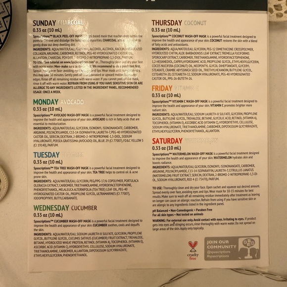 SpaScriptions 7 Day Mask Set - Multicolor - Picture 3 of 3